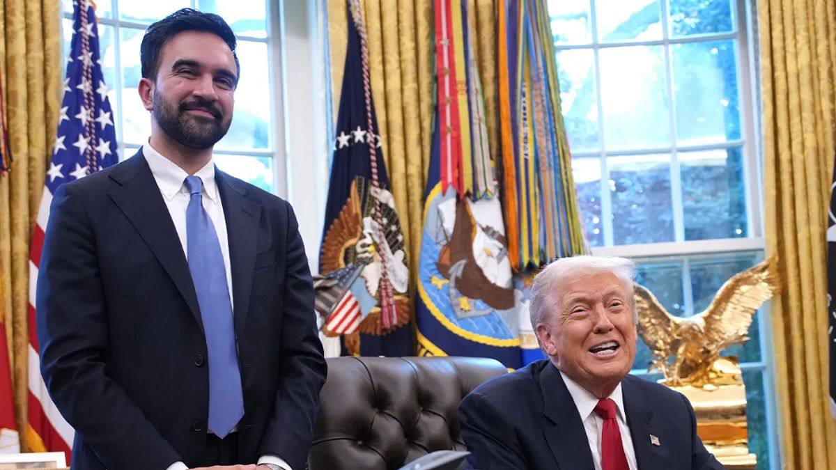 Trump cuts in as reporter asks Mamdani about calling him a fascist