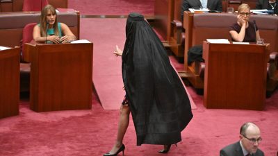 Pauline Hanson sparks outrage after wearing a Burqa in Parliament