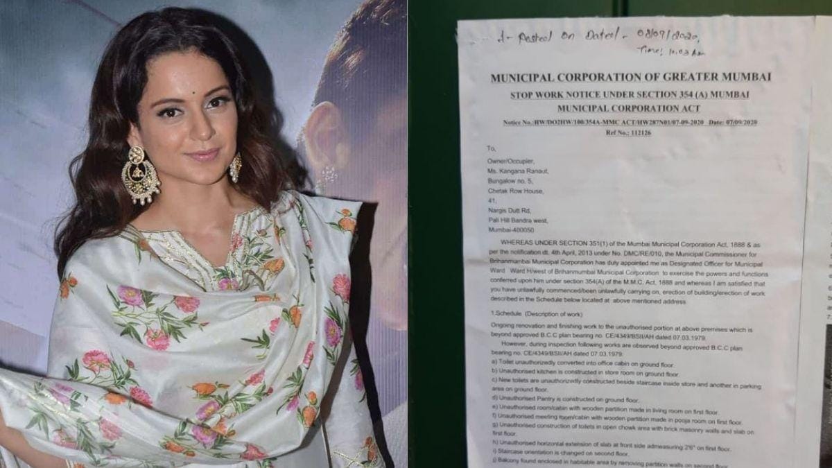 Kangana Ranaut gets a notice from BMC