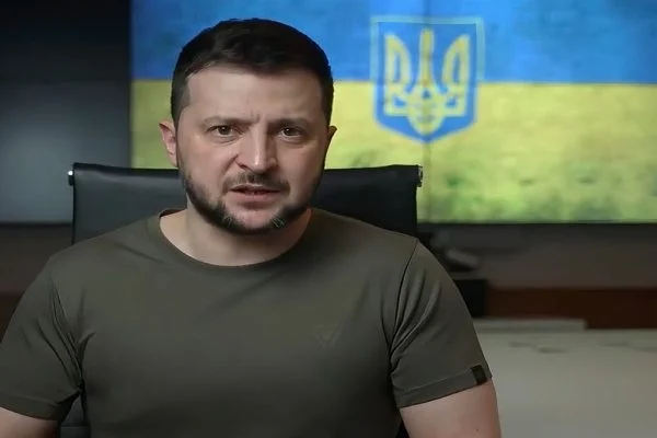 President Zelensky addressing Russia offensive