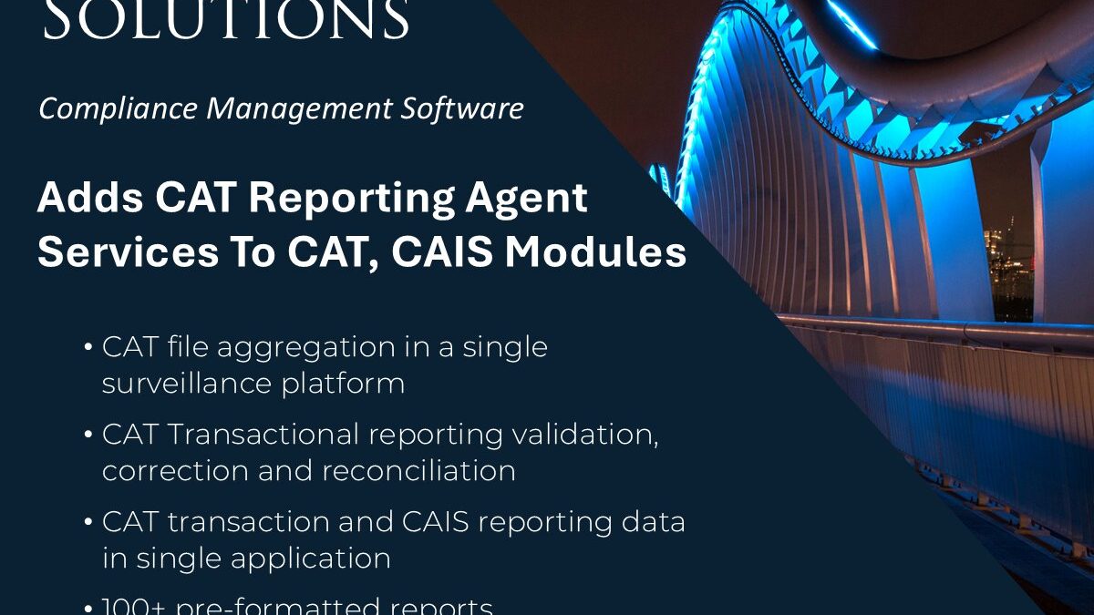 Oyster Solutions To Add CAT Reporting Agent Services To CAT, CAIS Modules