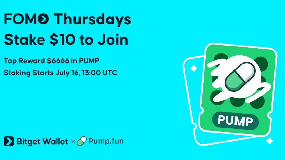 Bitget Wallet Offers $6,666 Top Prize in Pump.fun Tokens in Latest Weekly Staking Event